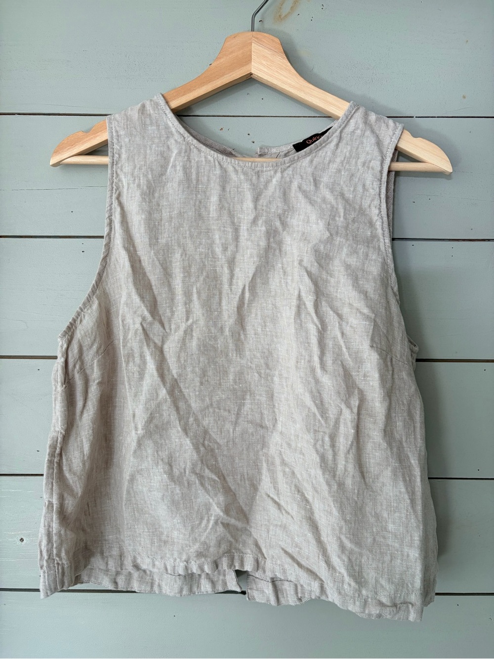 Quince 100% Linen Button Back Sleeveless Top – Beige/Oatmeal – Size M
